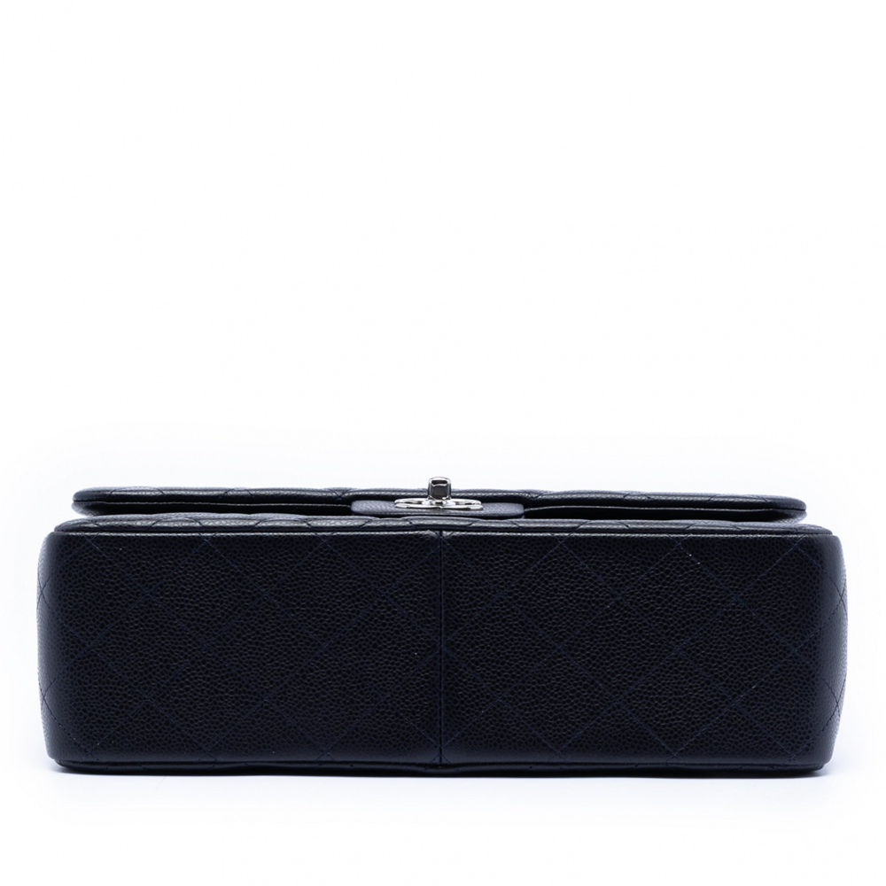 Chanel Classic Double Flap Jumbo Matelassè Caviar Leather Flap Handbag Blue
