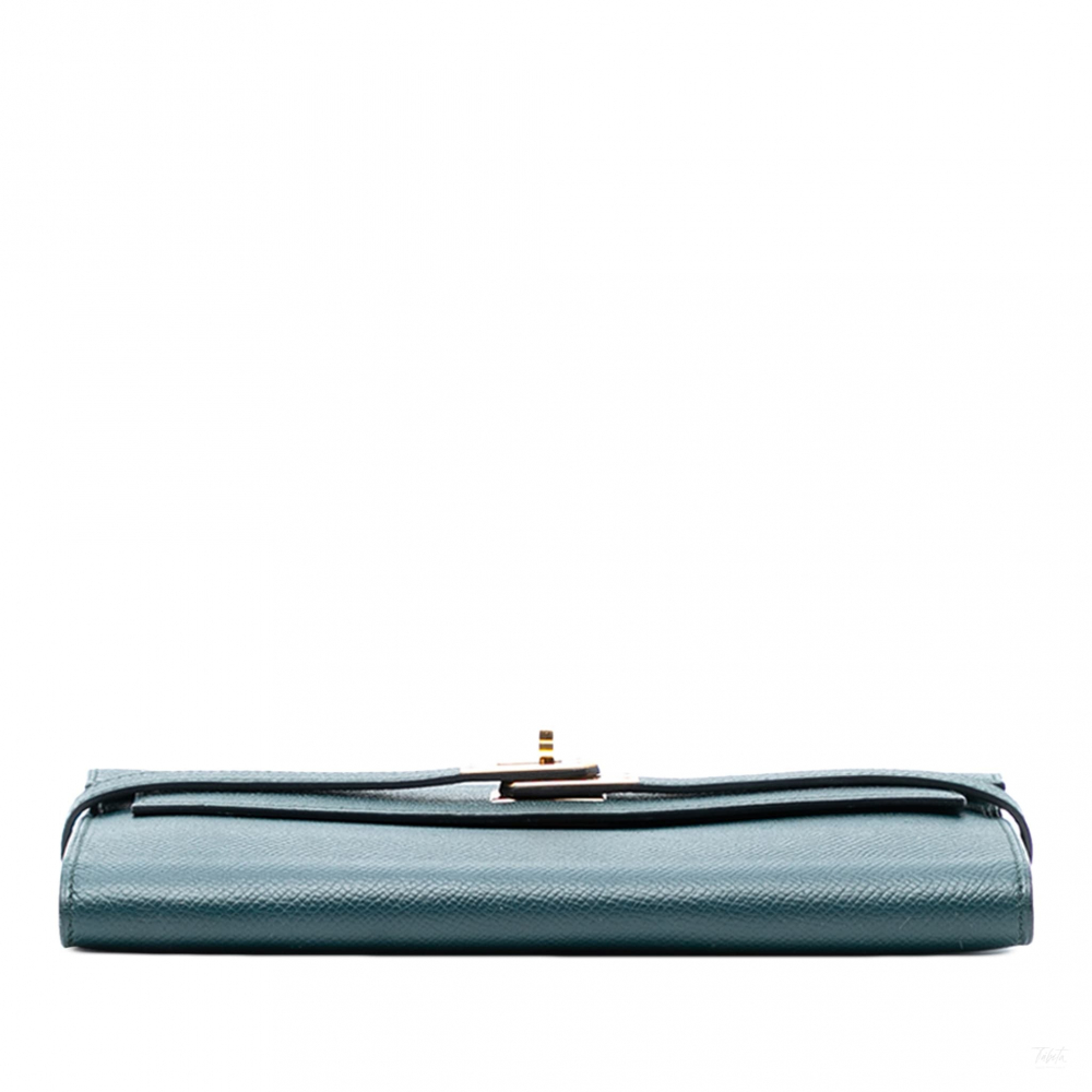Hermès Kelly Epsom Leather Long Wallet Vert Cypress