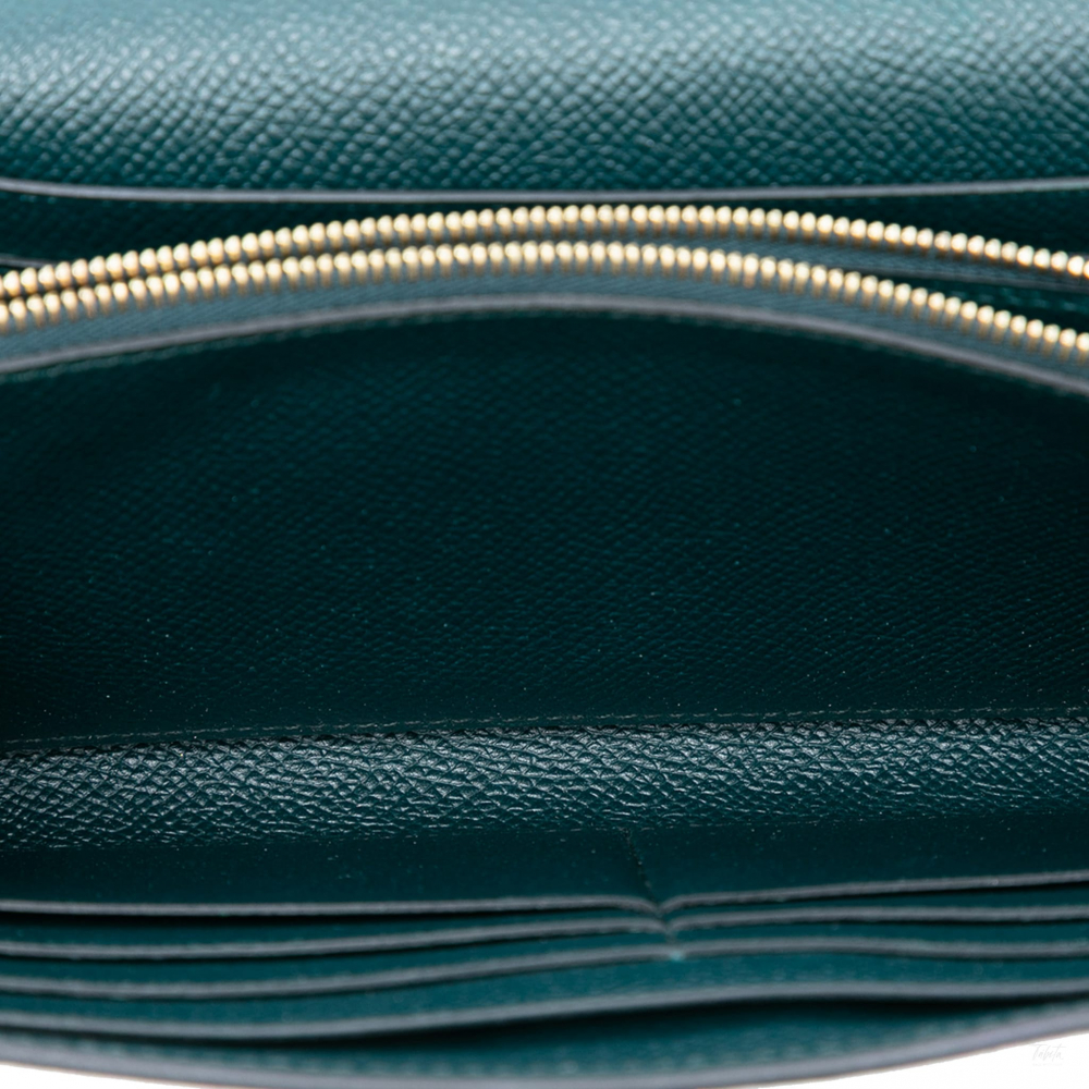 Hermès Kelly Epsom Leather Long Wallet Vert Cypress