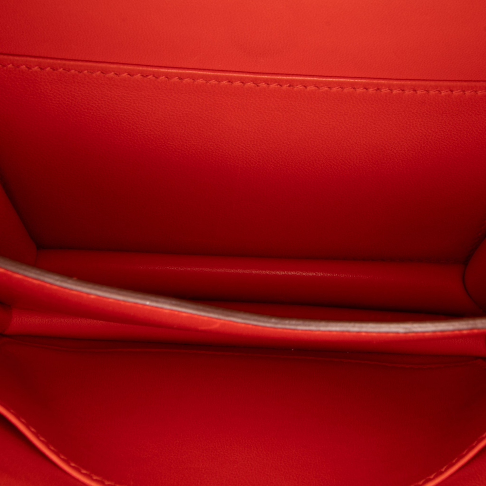 Hermès Constance 18 Tadelakt Leather Shoulder Bag Rouge Tomate