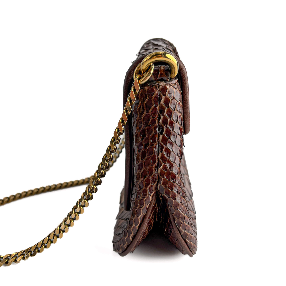 Gucci Blondie Mini Exotic Leather Flap Crossbody Beige x brown