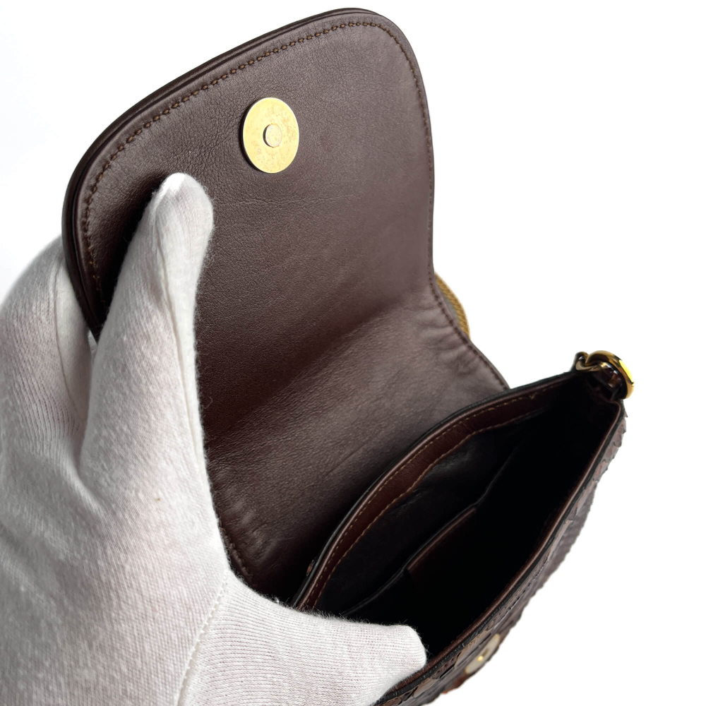 Gucci Blondie Mini Exotic Leather Flap Crossbody Beige x brown