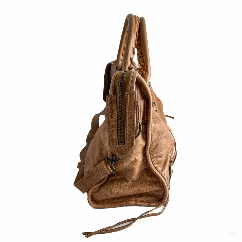 Balenciaga City Leather Shoulder Bag Beige