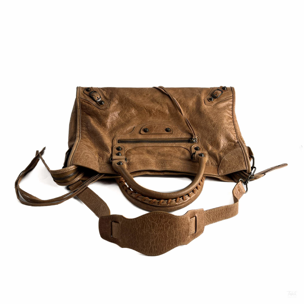 Balenciaga City Leather Shoulder Bag Beige