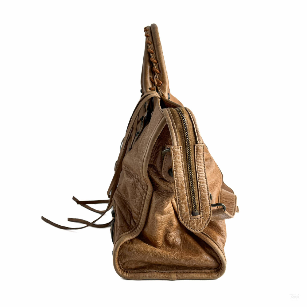 Balenciaga City Leather Shoulder Bag Beige