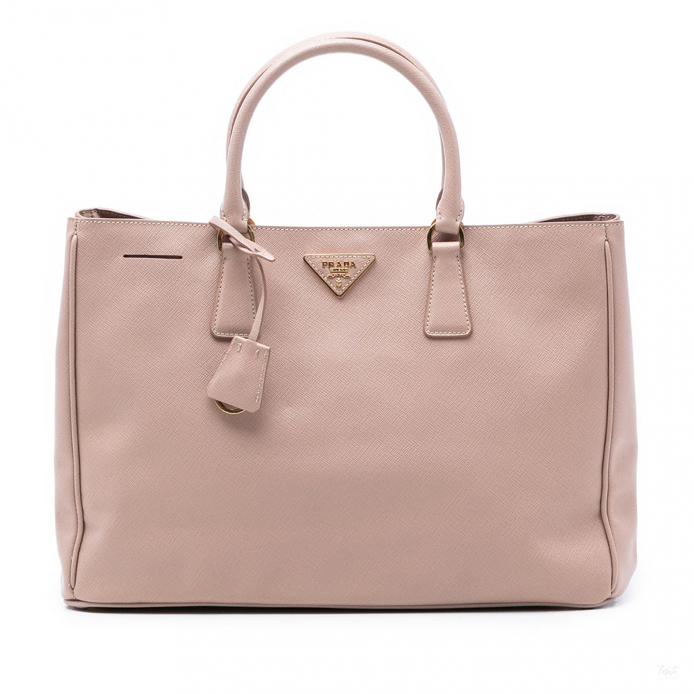 Prada Galleria Large Saffiano Lux Leather Tote Handbag Brown