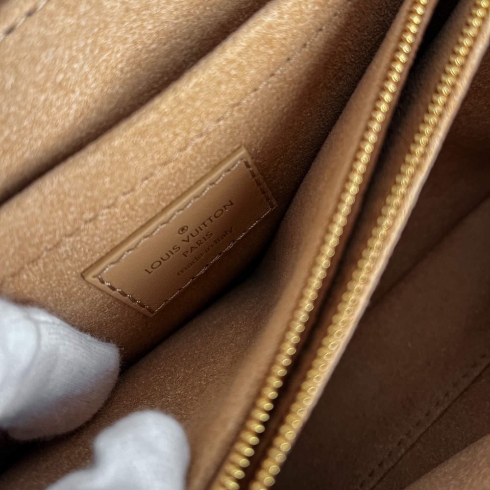 Louis Vuitton New Wave Chain MM Leather 2-Ways Flap Crossbody Beige