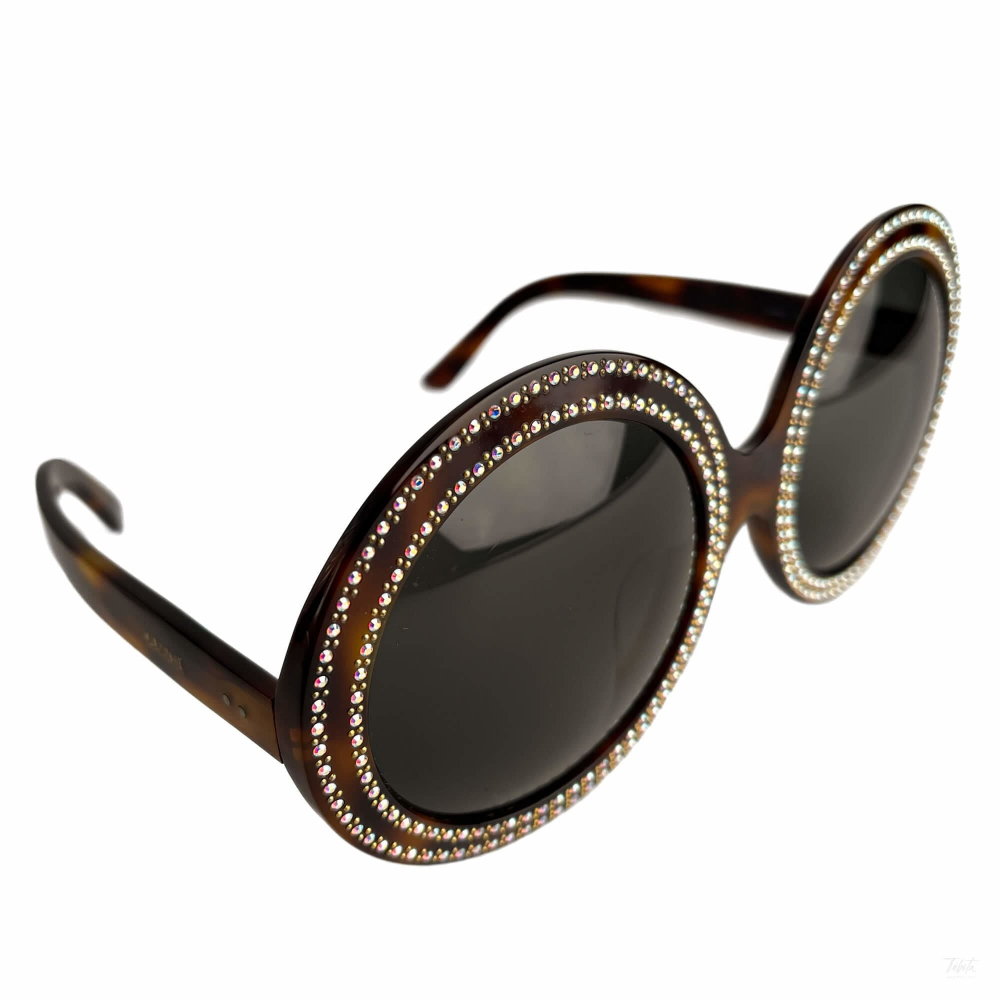 Celine Swarovski Crystal Acetate ORO Sunglasses Brown