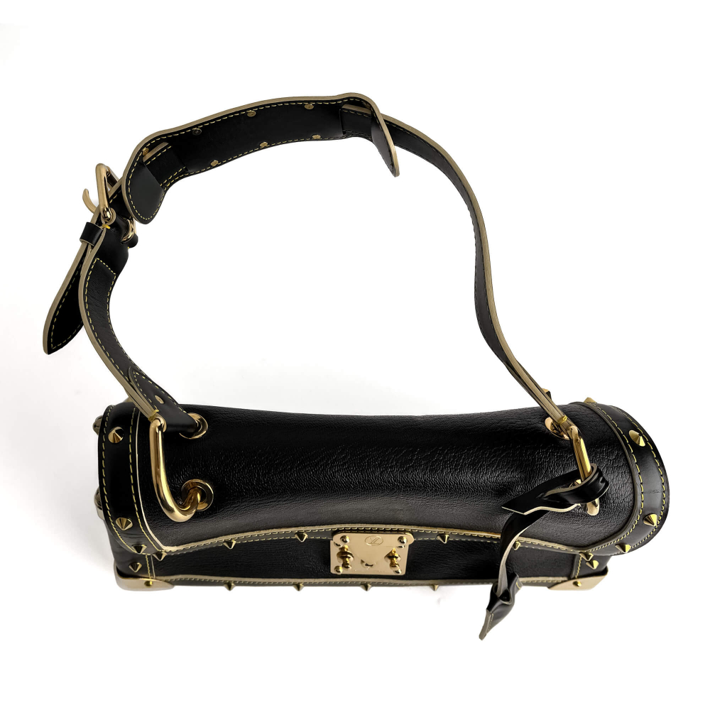 Louis Vuitton Suhali Leather Flap Shoulder Bag Black