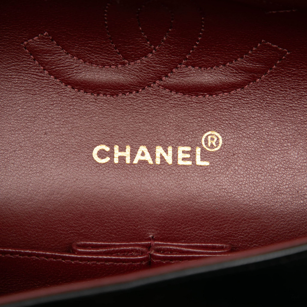 Chanel Vintage Classic Double Flap Medium Lambskin Leather Matelassè Shoulder Bag Black