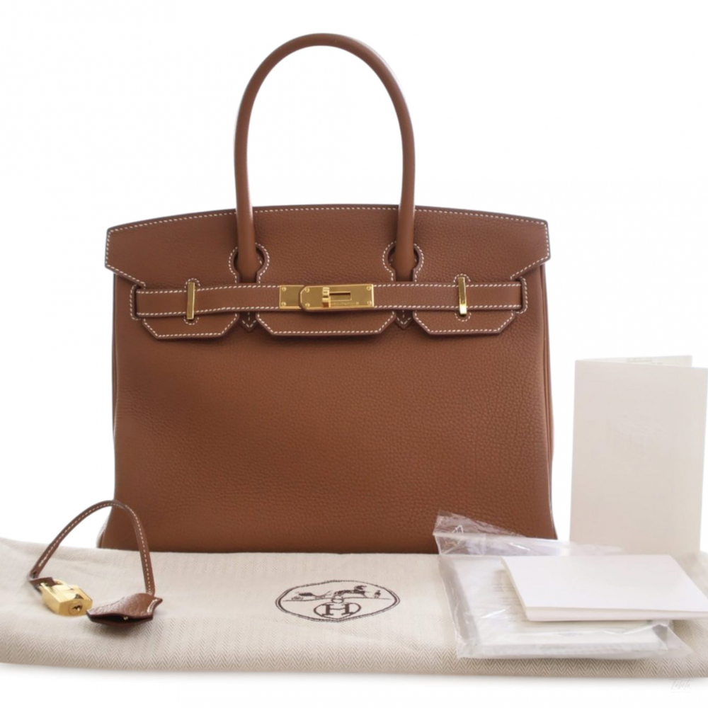 Hermès Birkin 30 Togo Leather Top-Handle Handbag Gold