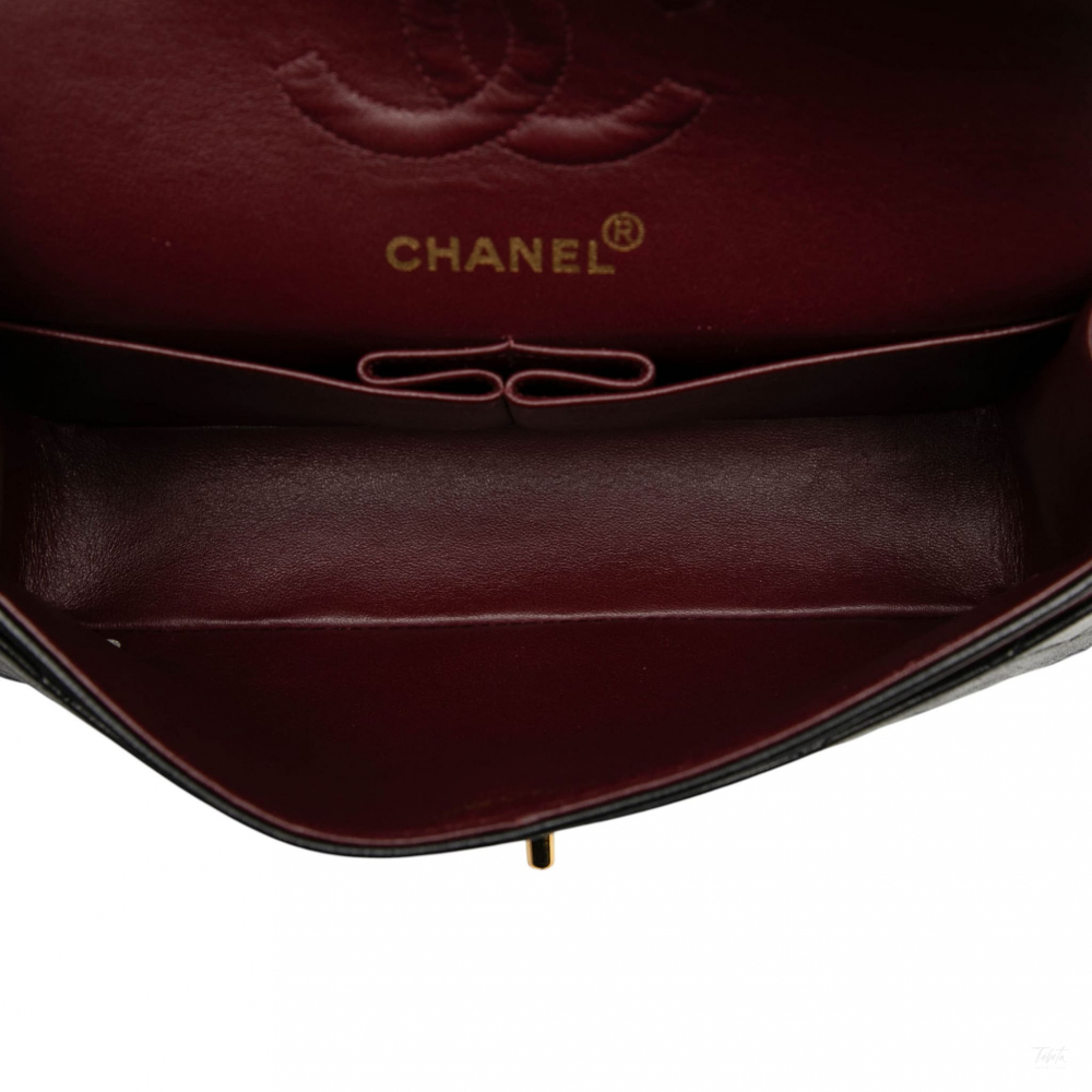 Chanel Classic Double Flap Small Lambskin Leather Matelassè Shoulder Bag Black
