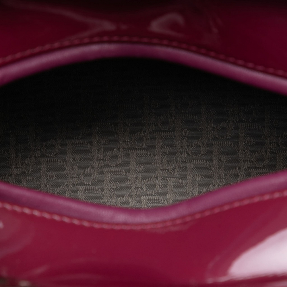 Christian Dior Lady Dior Medium Patent Leather Zip Cannage Tote Handbag Pink