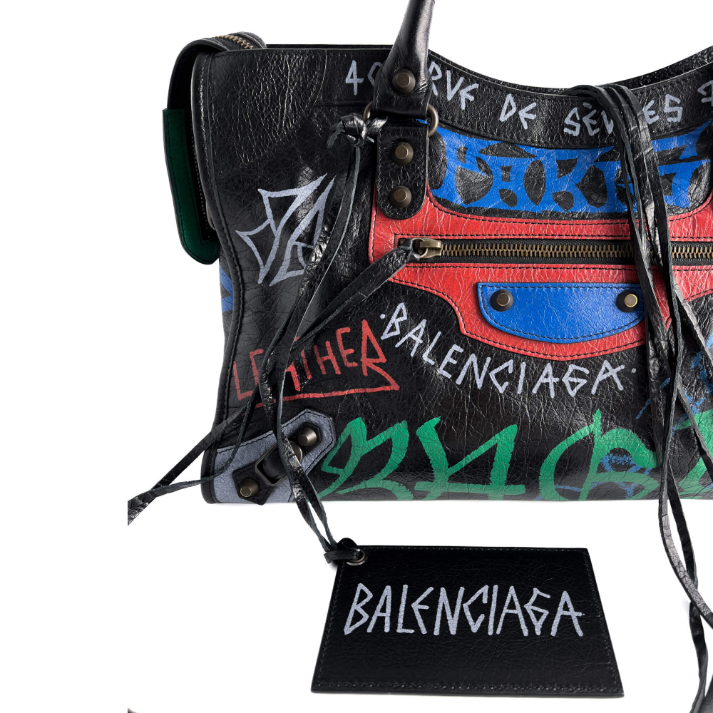 Balenciaga City Leather Shoulder Bag Black