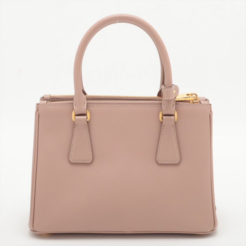 Prada Galleria Small Saffiano Lux Leather 2-Ways Handbag Beige Pink