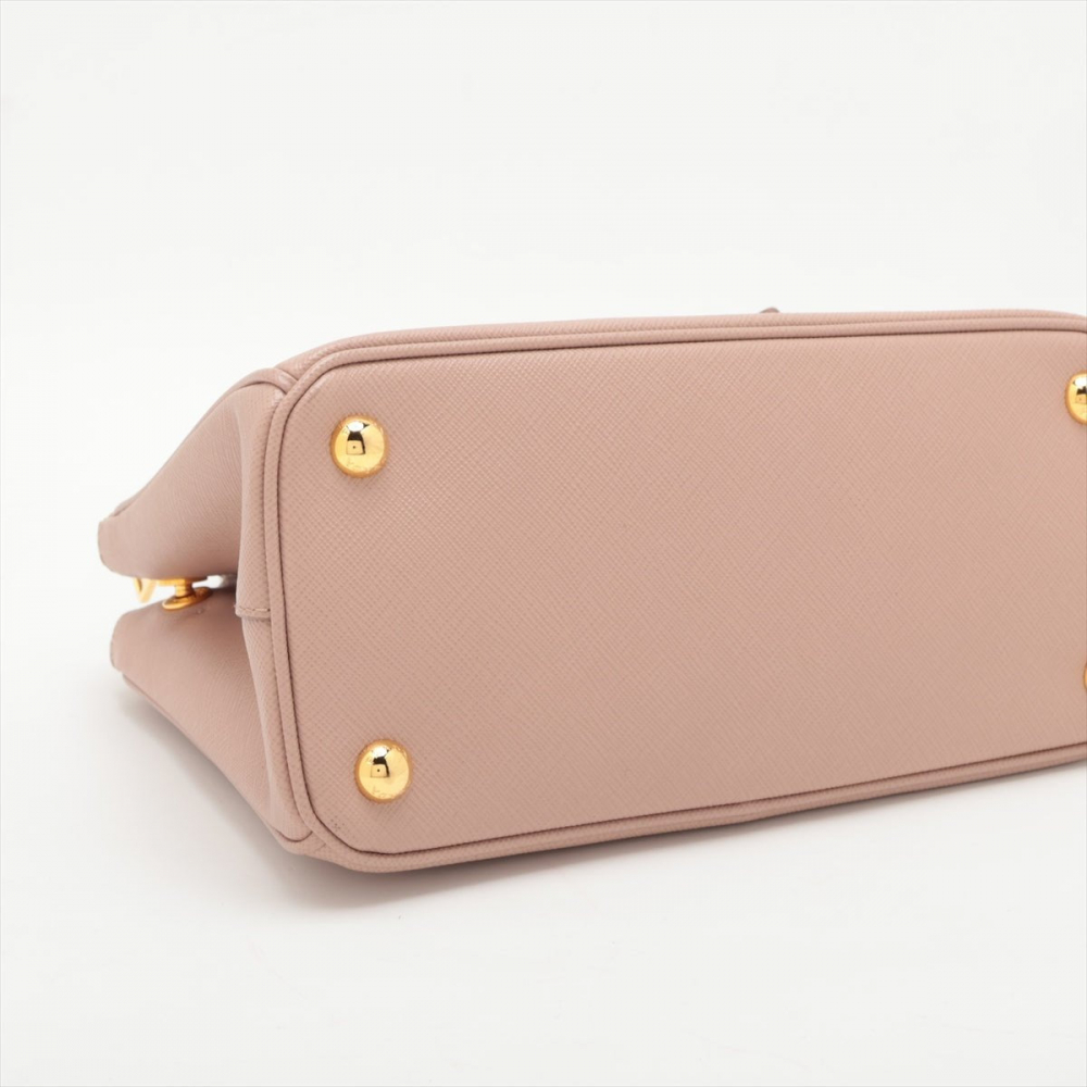Prada Galleria Small Saffiano Lux Leather 2-Ways Handbag Beige Pink