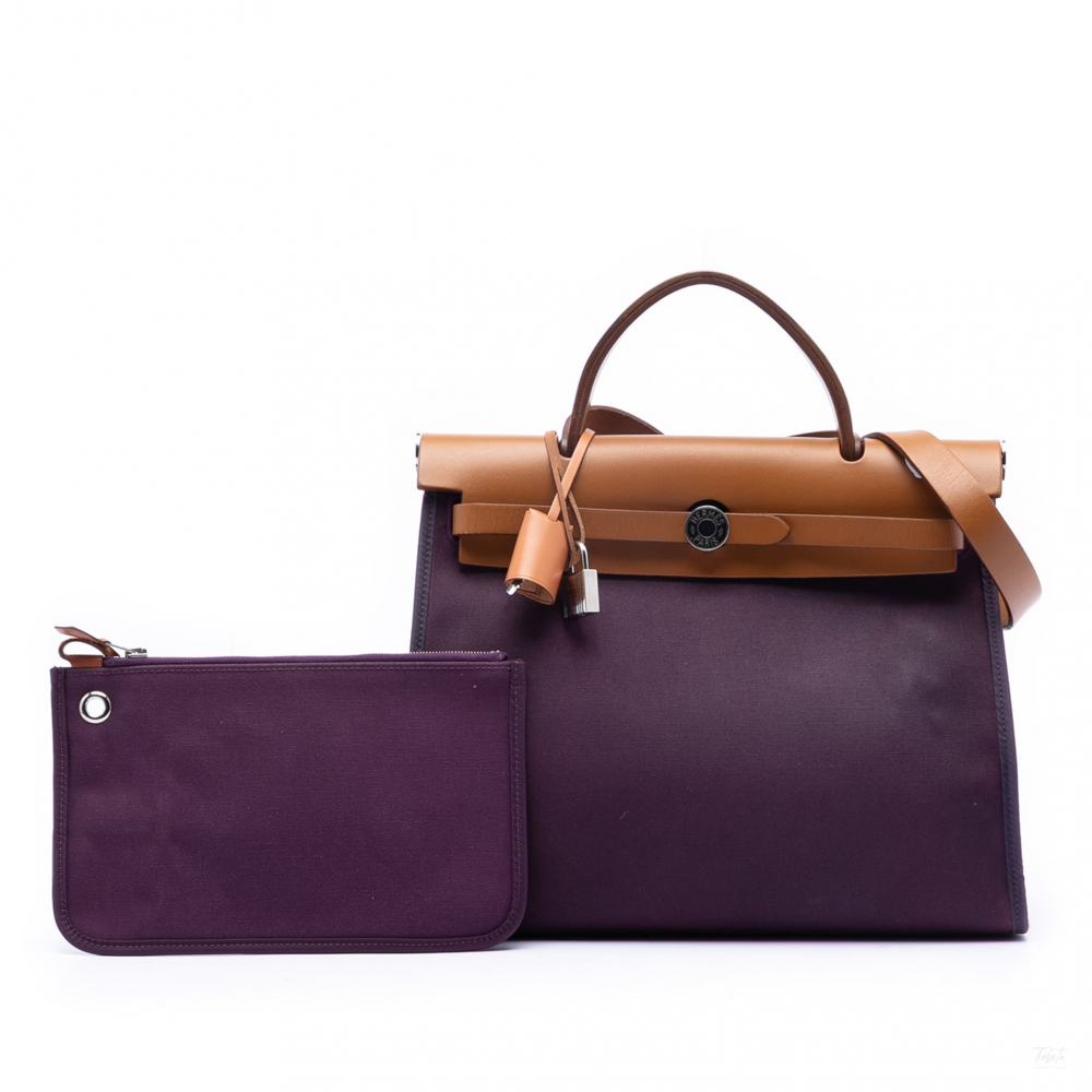 Hermès Herbag PM Canvas 1 Pouch Top-Handle Handbag Purple