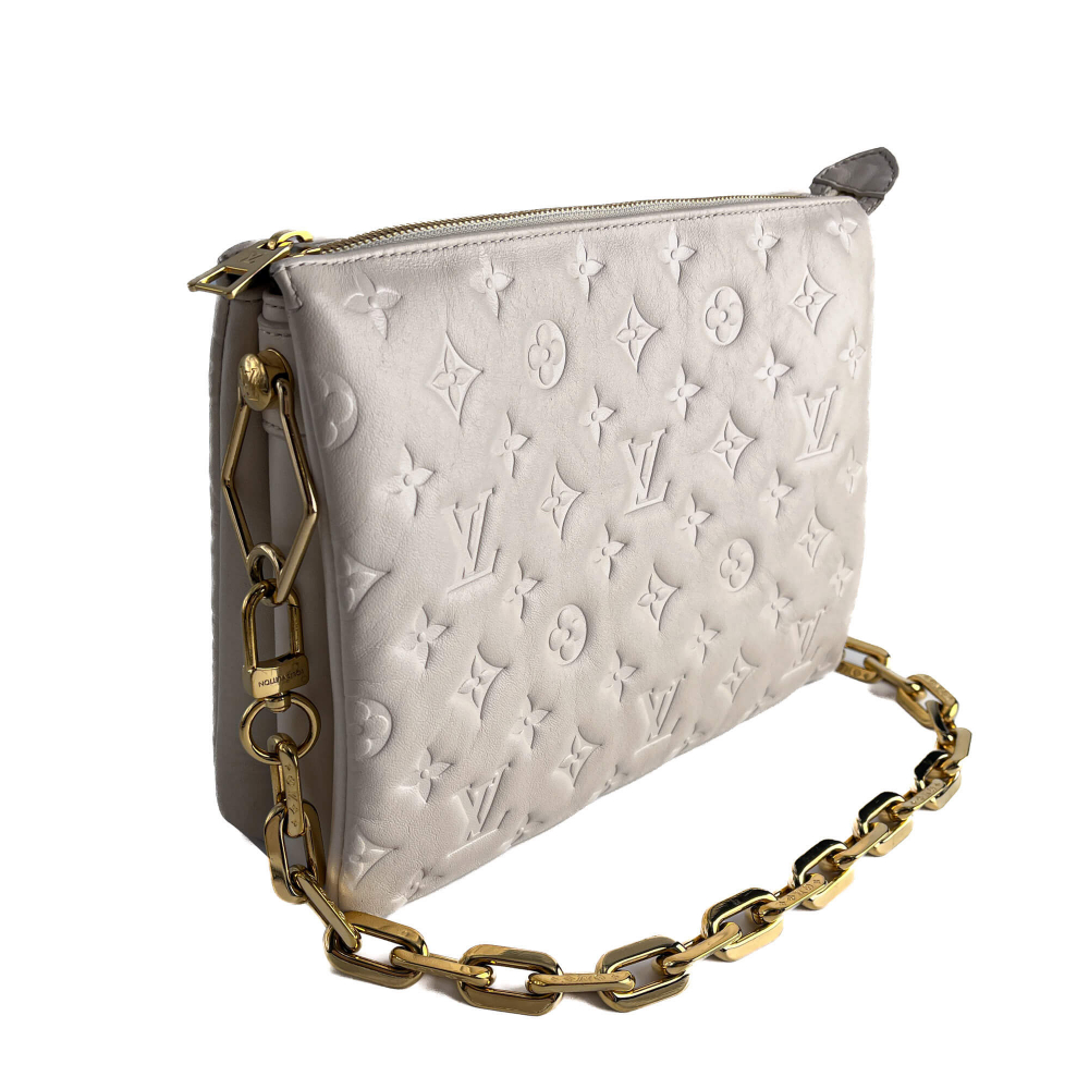 Louis Vuitton Coussin PM Leather Empreinte Messenger Crossbody Off-White