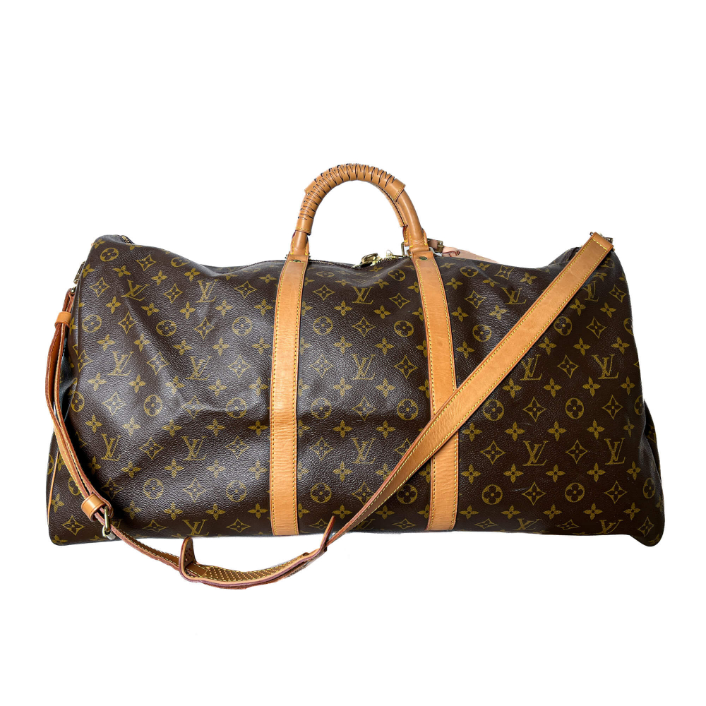 Louis Vuitton Keepall 60 Canvas Weekender Shoulder Bag Brown