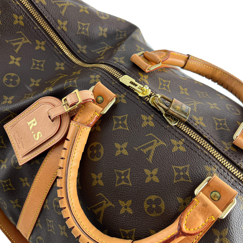 Louis Vuitton Keepall 60 Canvas Weekender Shoulder Bag Brown