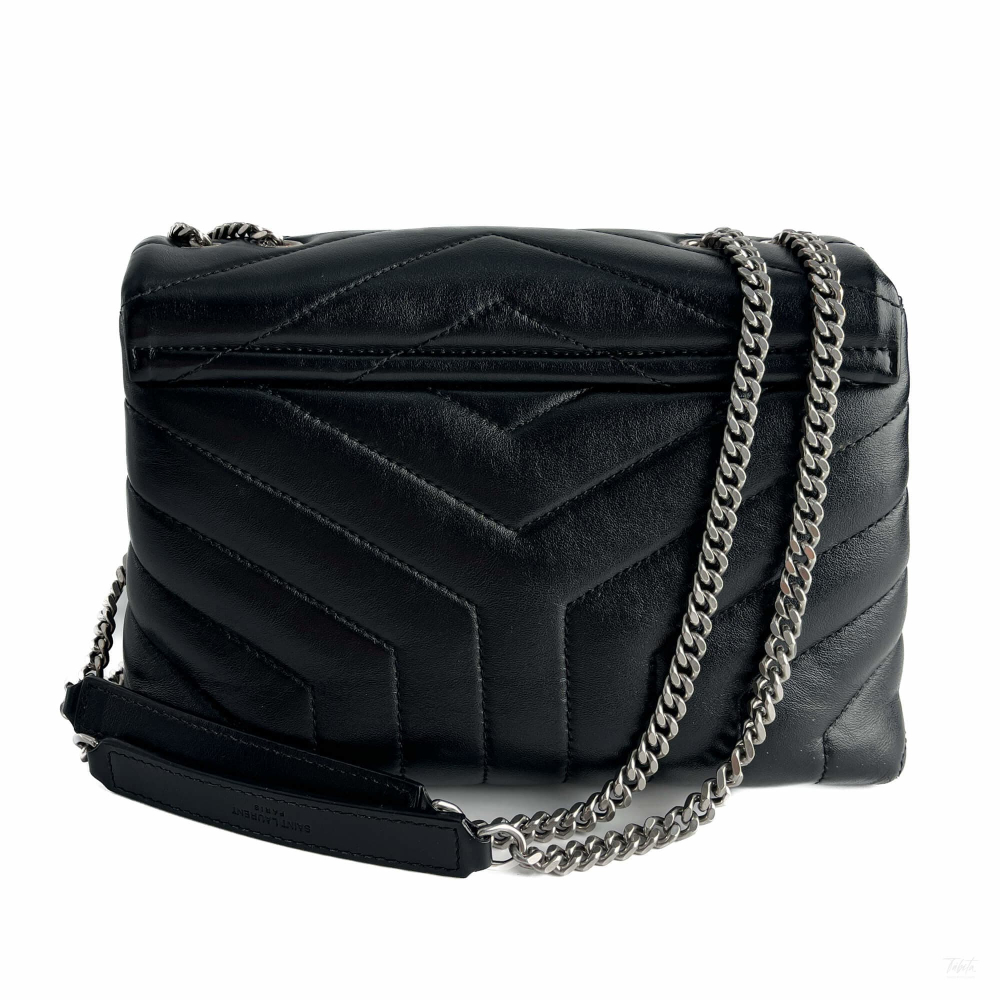 Saint Laurent Loulou Small Chevron Quited Leather 2-Ways Envelope Bag Black
