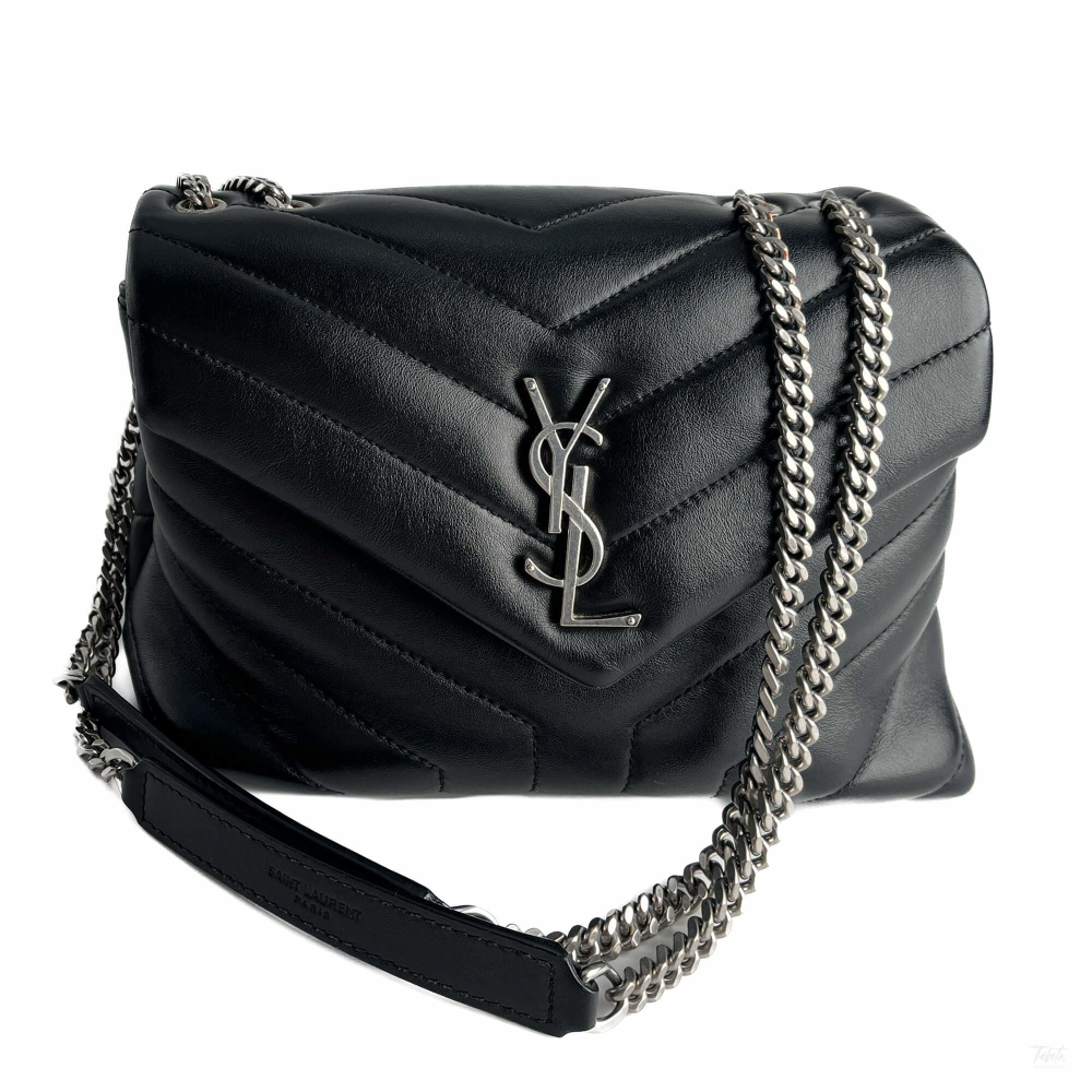 Saint Laurent Loulou Small Chevron Quited Leather 2-Ways Envelope Bag Black