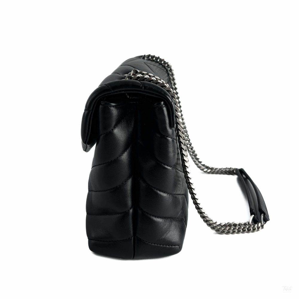 Saint Laurent Loulou Small Chevron Quited Leather 2-Ways Envelope Bag Black