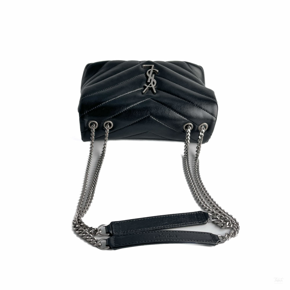 Saint Laurent Loulou Small Chevron Quited Leather 2-Ways Envelope Bag Black