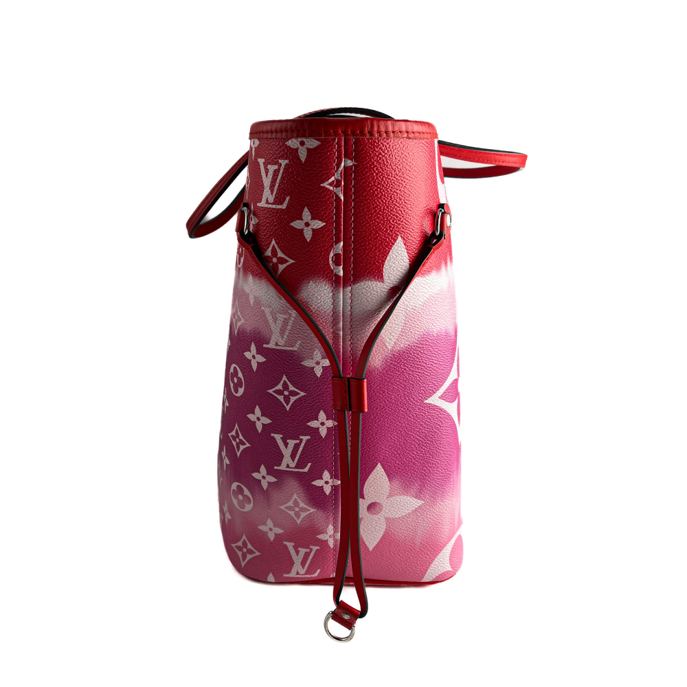 Louis Vuitton Neverfull MM Canvas Escale Monogram Giant Shoulder Bag Red & Pink