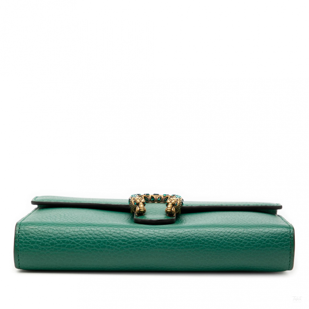 Gucci Dionysus Mini Leather Wallet on Chain Handbag Green