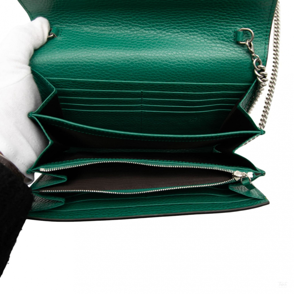 Gucci Dionysus Mini Leather Wallet on Chain Handbag Green