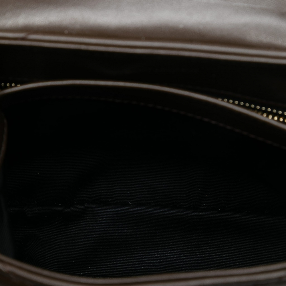 Saint Laurent Loulou Toy Leather Chevron Quilted Envelope Shoulder Bag Brown