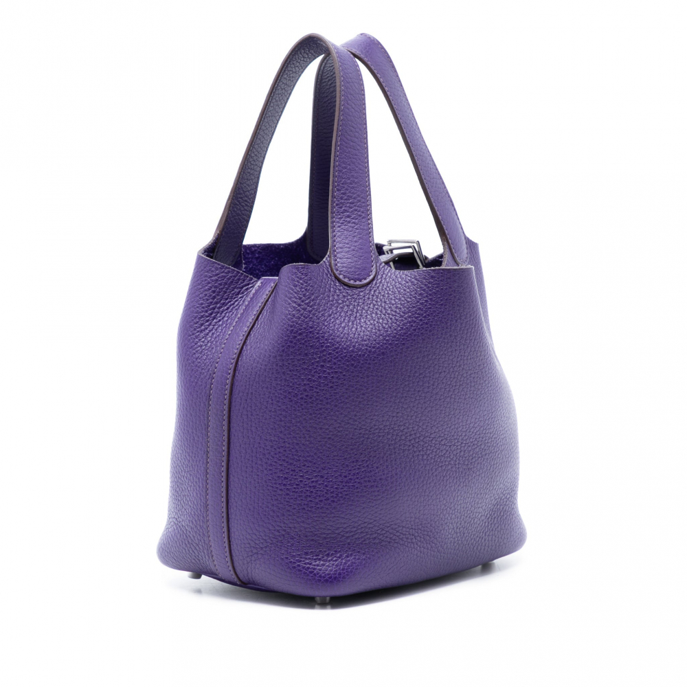 Hermès Picotin 18 Taurillon Clemence Leather Lock Bucket Handbag Ultraviolet