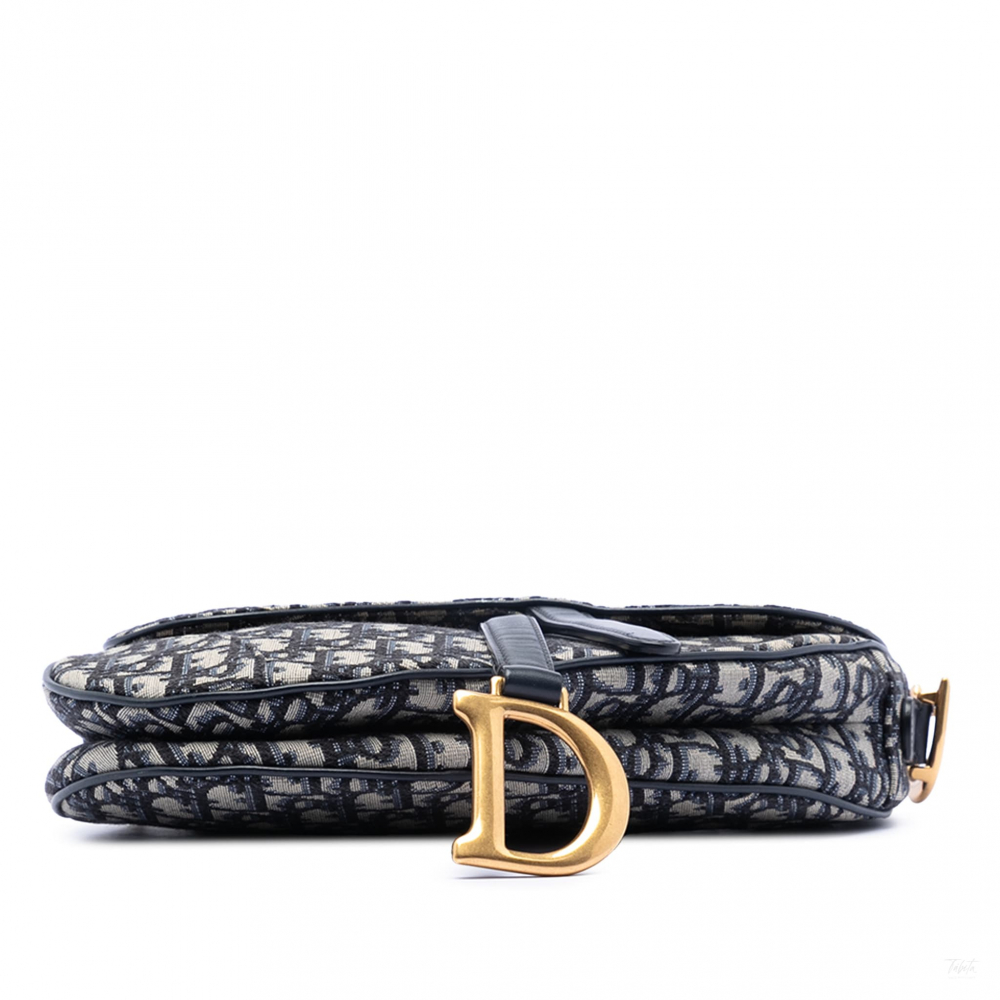 Christian Dior Saddle Canvas No Strap Handbag Oblique Blue