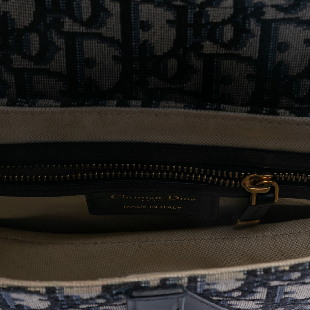 Christian Dior Saddle Canvas No Strap Handbag Oblique Blue