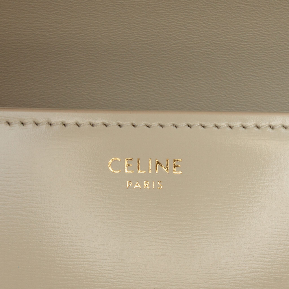 Celine Triomphe Classique Shiny Calfskin Leather Flap Crossbody Brown