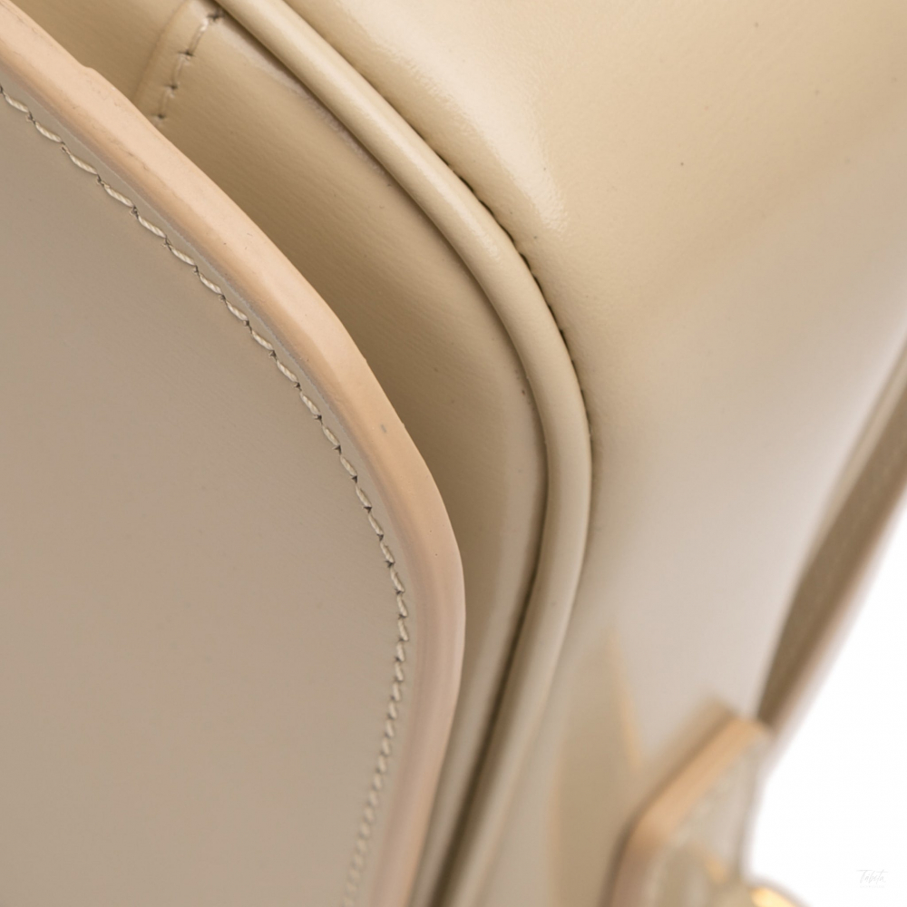 Celine Triomphe Classique Shiny Calfskin Leather Flap Crossbody Brown