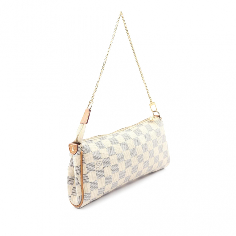Louis Vuitton Eva Canvas Pouch Clutch Damier Azur