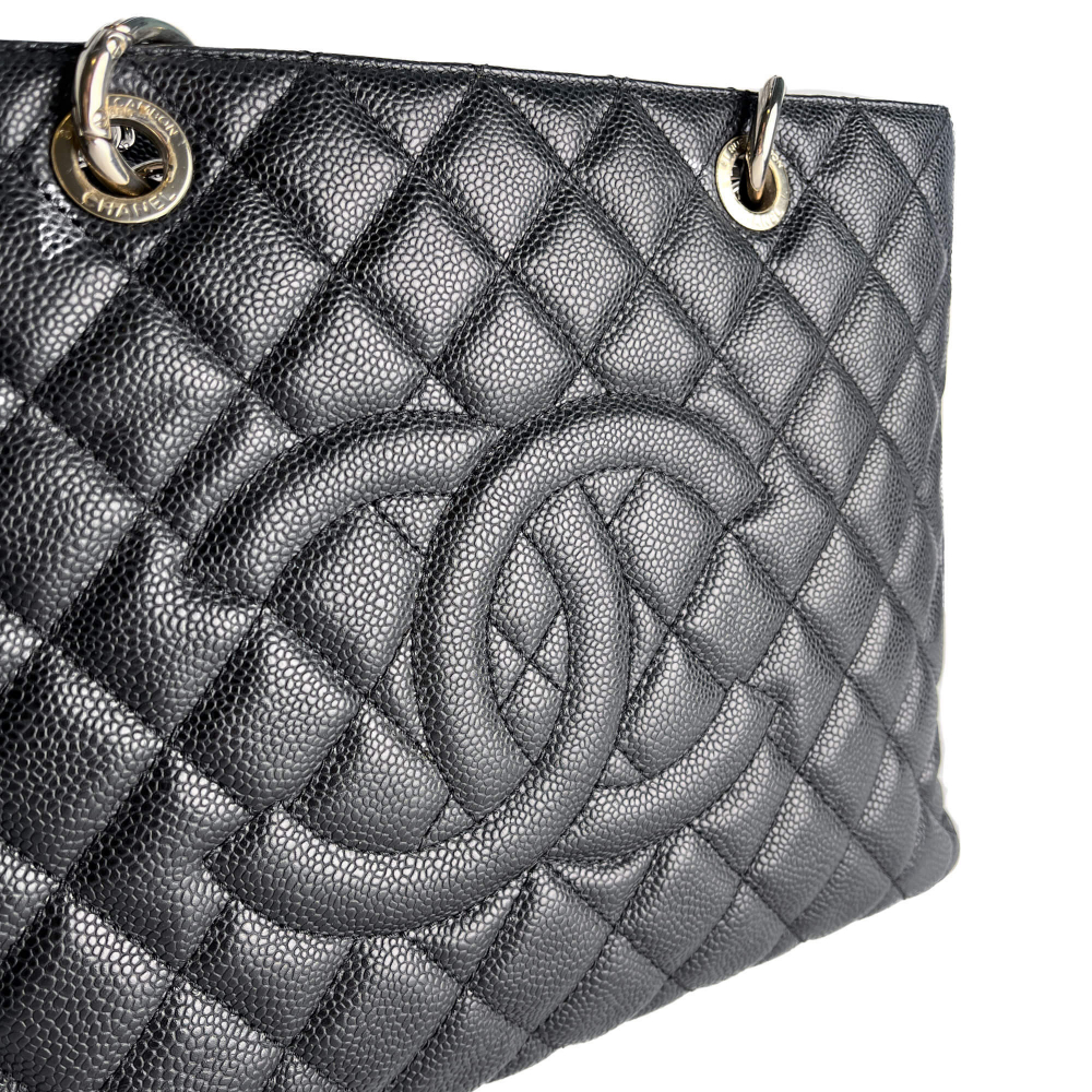 Chanel GST Quilted Caviar Leather Shopper Bag Black