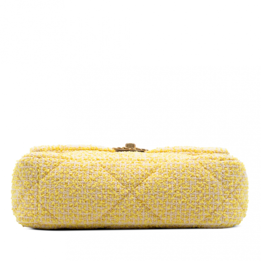 Chanel 19 Medium Tweed Matelassè Flap Handbag Yellow