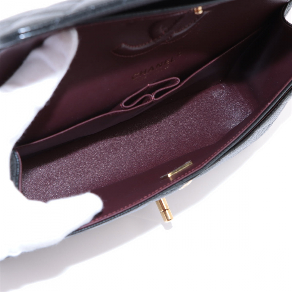 Chanel Classic Double Flap Medium Caviar Leather Matelassè Shoulder Bag Black