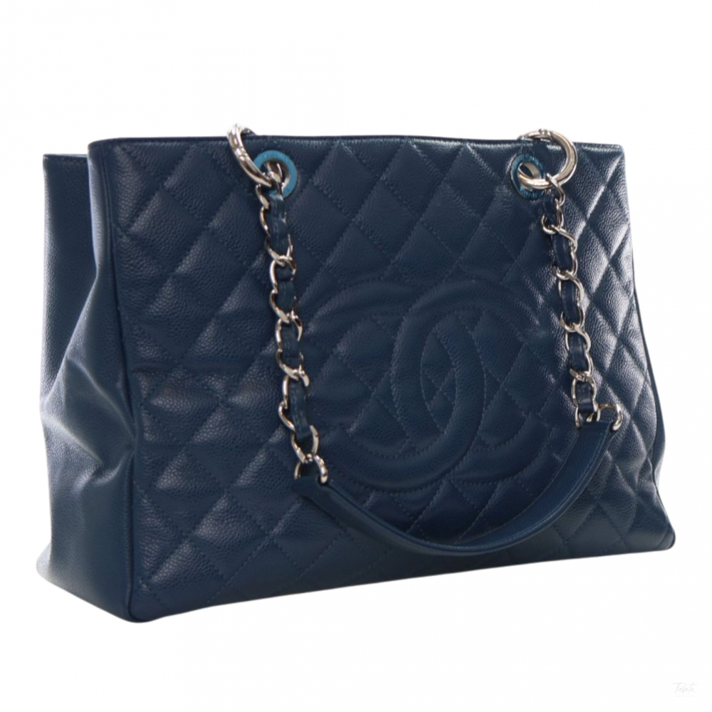 Chanel GST Quilted Caviar Leather Shopper Bag Blue
