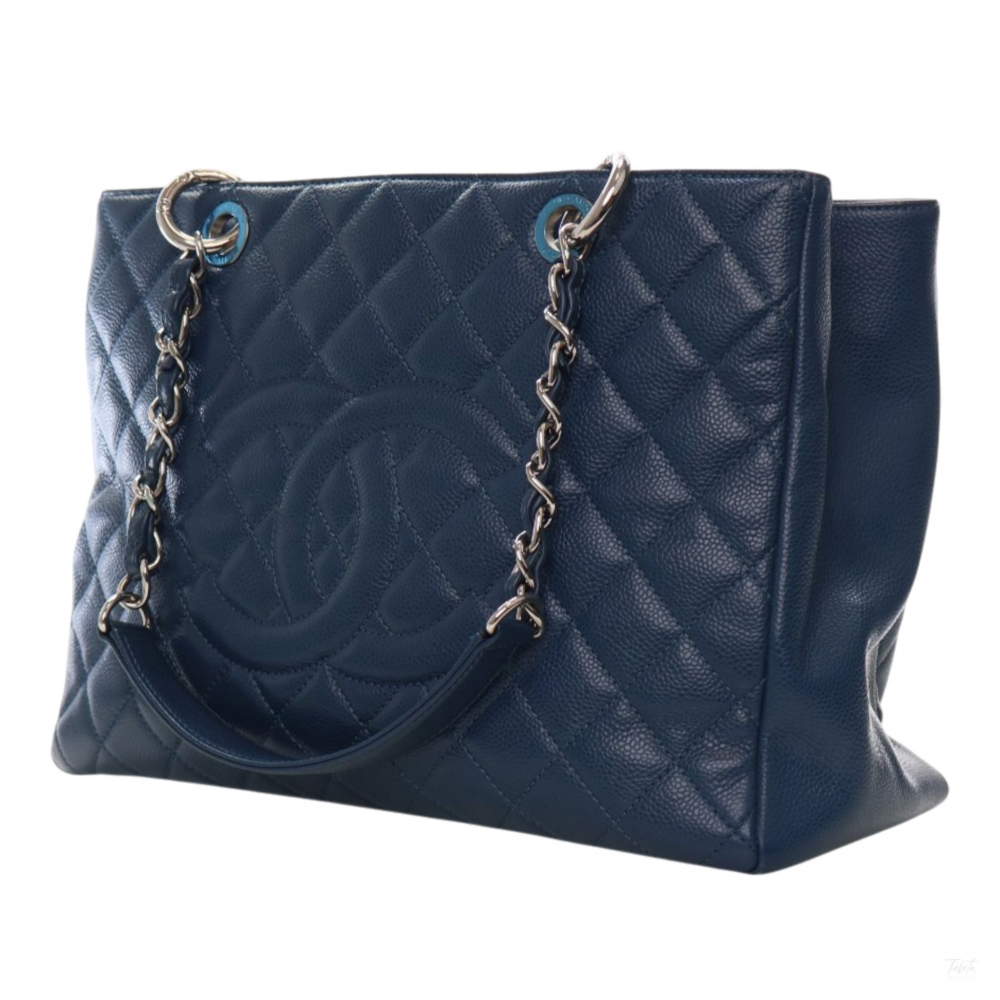 Chanel GST Quilted Caviar Leather Shopper Bag Blue