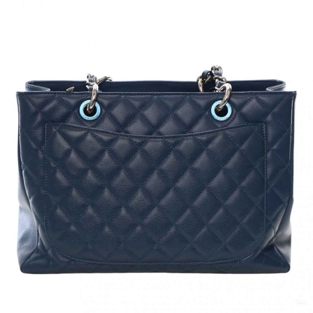 Chanel GST Quilted Caviar Leather Shopper Bag Blue