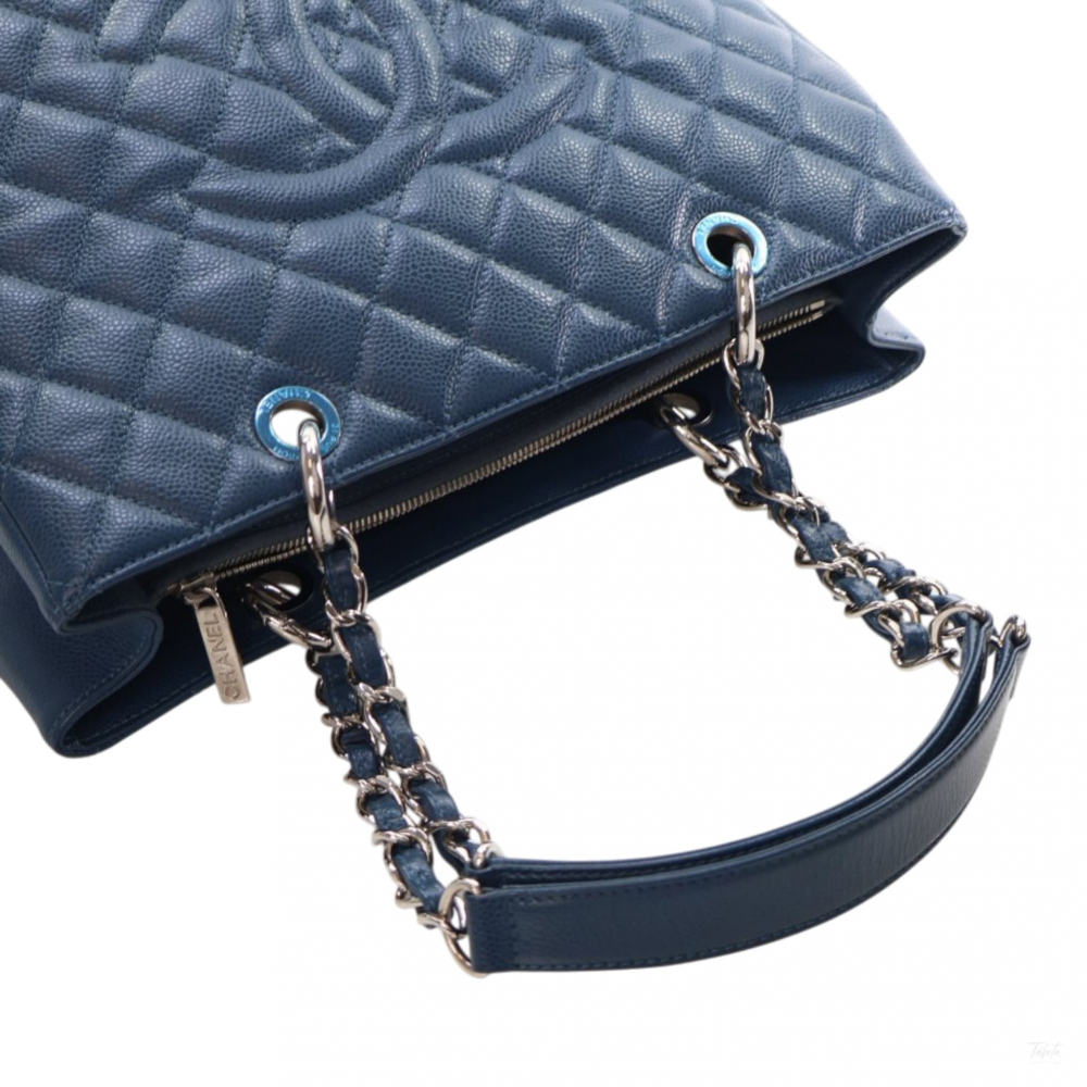 Chanel GST Quilted Caviar Leather Shopper Bag Blue
