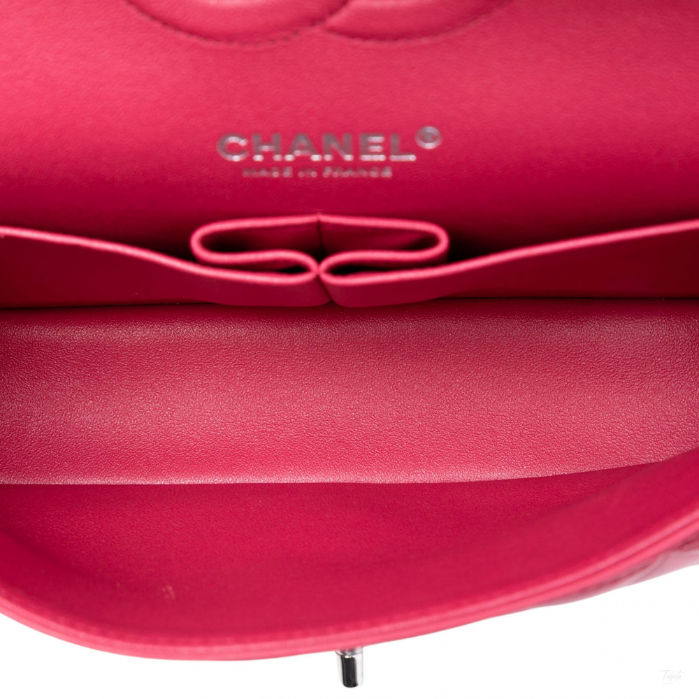 Chanel Classic Double Flap Medium Lambskin Leather Matelassè Shoulder Bag Pink