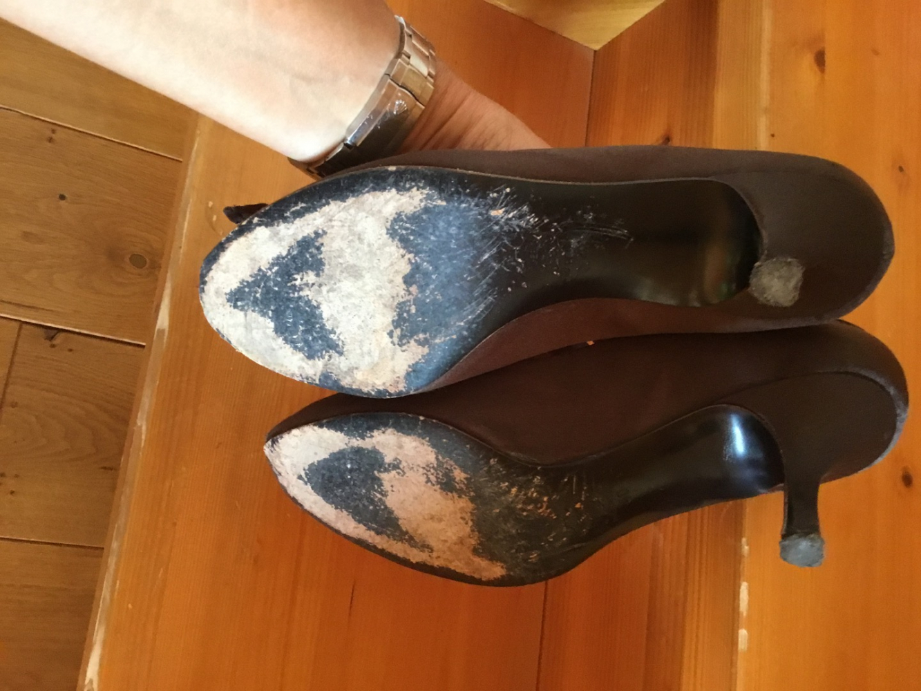 Bon Génie Escarpins satin marron noeud velours marron 40