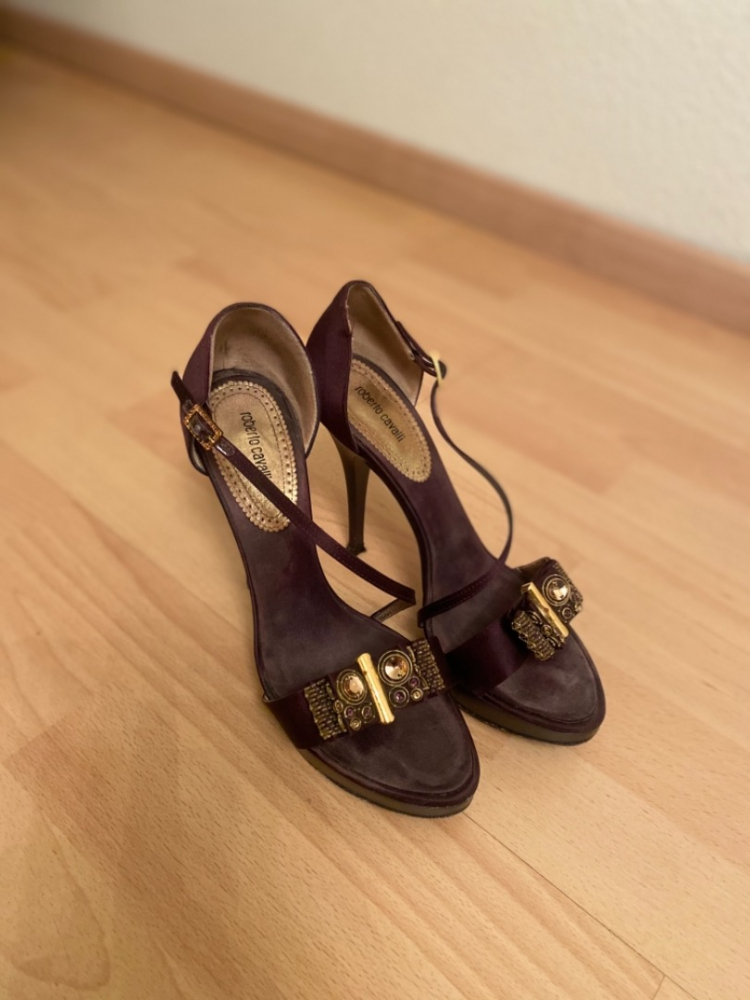 Roberto Cavalli Vintage sandals Deep Purple Lila with jewelry stones