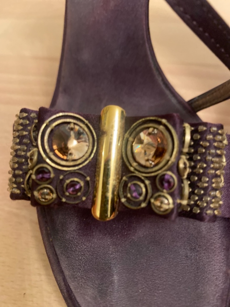Roberto Cavalli Vintage sandals Deep Purple Lila with jewelry stones