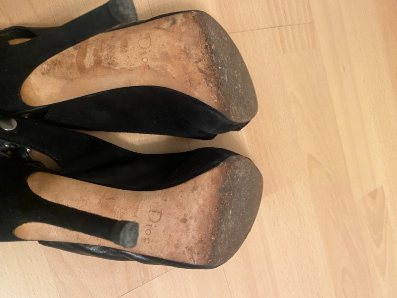 Christian Dior Leader noir et sandales en daim